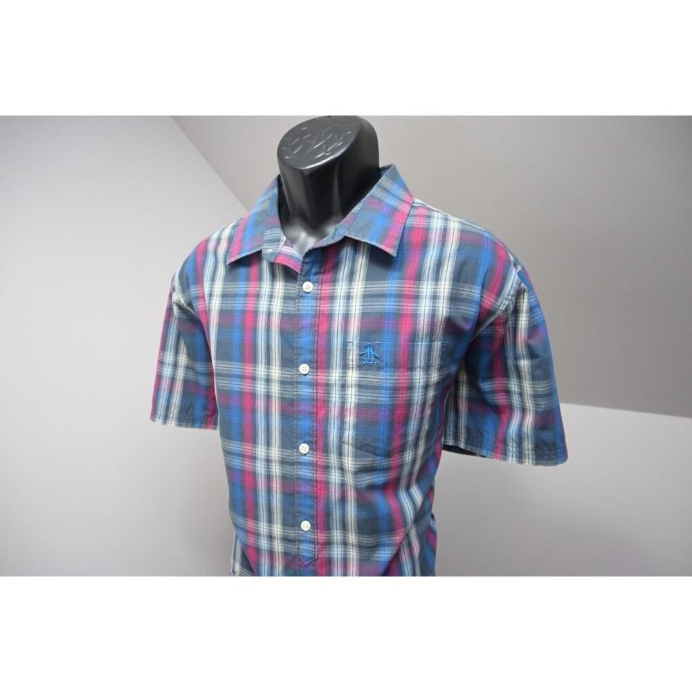 Penguin MunsingWear Dress Shirt Classic Fit Short Sleeve Plaid Mens Sz XL
